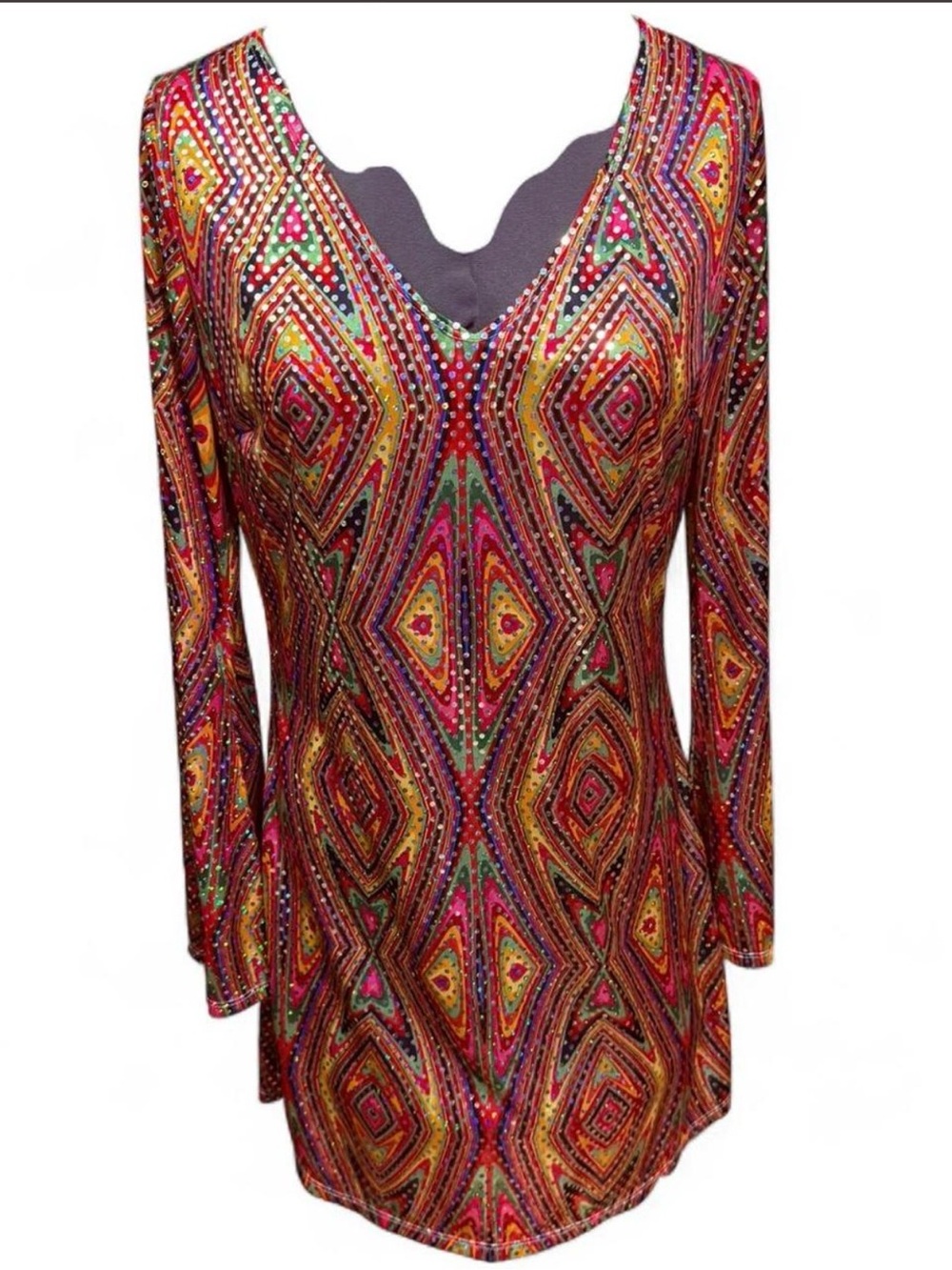 California Costumes Multicolor Geometric V-Neck Mini Dress